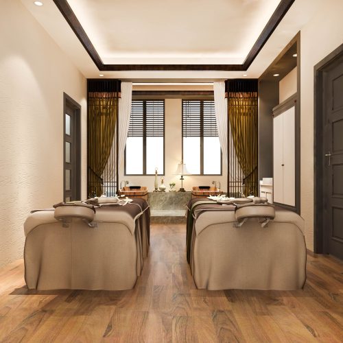 3d rendering spa and massage wellness in hotel suite with bathtub